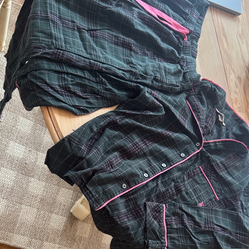 Victoria's Secret green and Pink Plaid Pajama Set